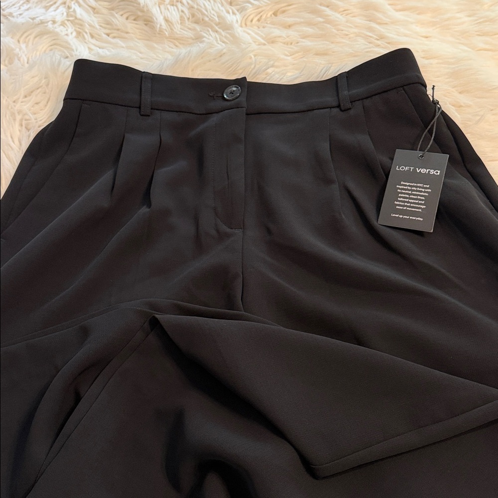 LOFT Women's Black Wide-Leg Skirt Pants size 10 inseam 29” waist 30”elastic back - Picture 11 of 12